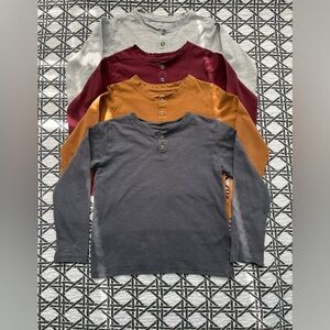 H&M Kids Long Sleeve Henley Shirt - Gray, Burgundy, Mustard